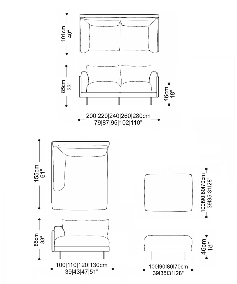 Image of the complete dimensions of the product